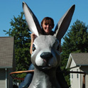  The route is loaded with odd things to see, meet or climb. Why would anyone climb a huge rabbit? Of course to take a picture of themselves. Staunton, IL.